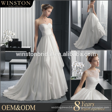 2016 мода высокое качество бисера Cap рукавом свадебное платье модели